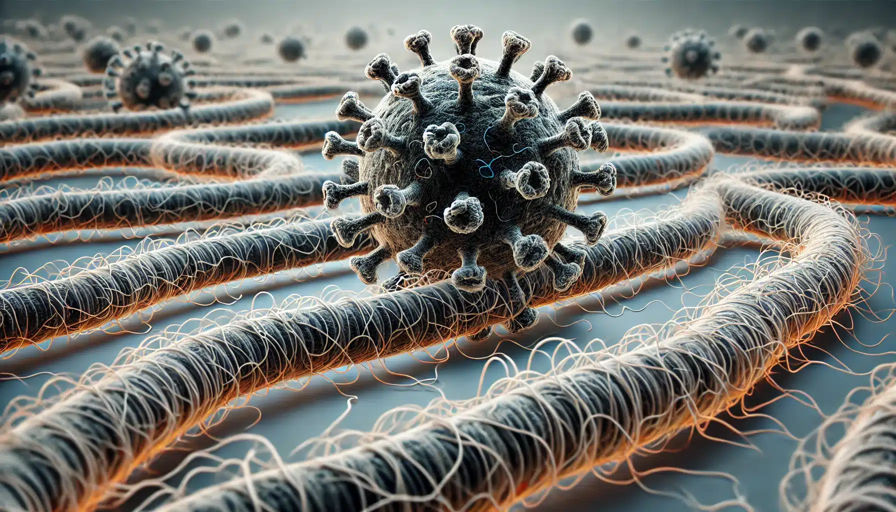 Illustration of the Ebola virus structure in landscape format
