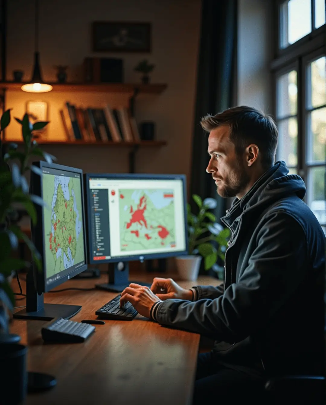 A GIS Specialist at work in an office