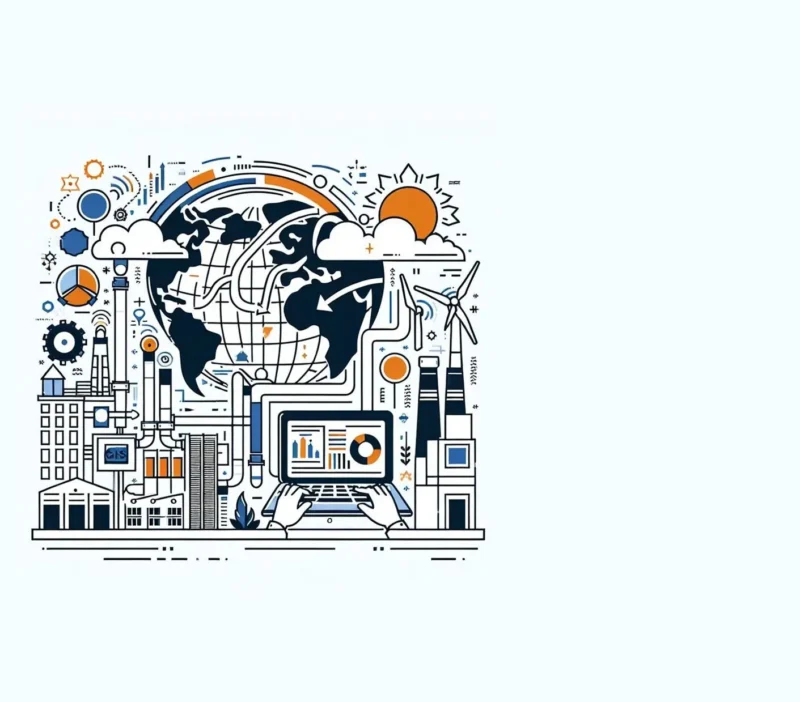 Line drawing depicting the Earth, combined with marketing elements. Created by DallE.
