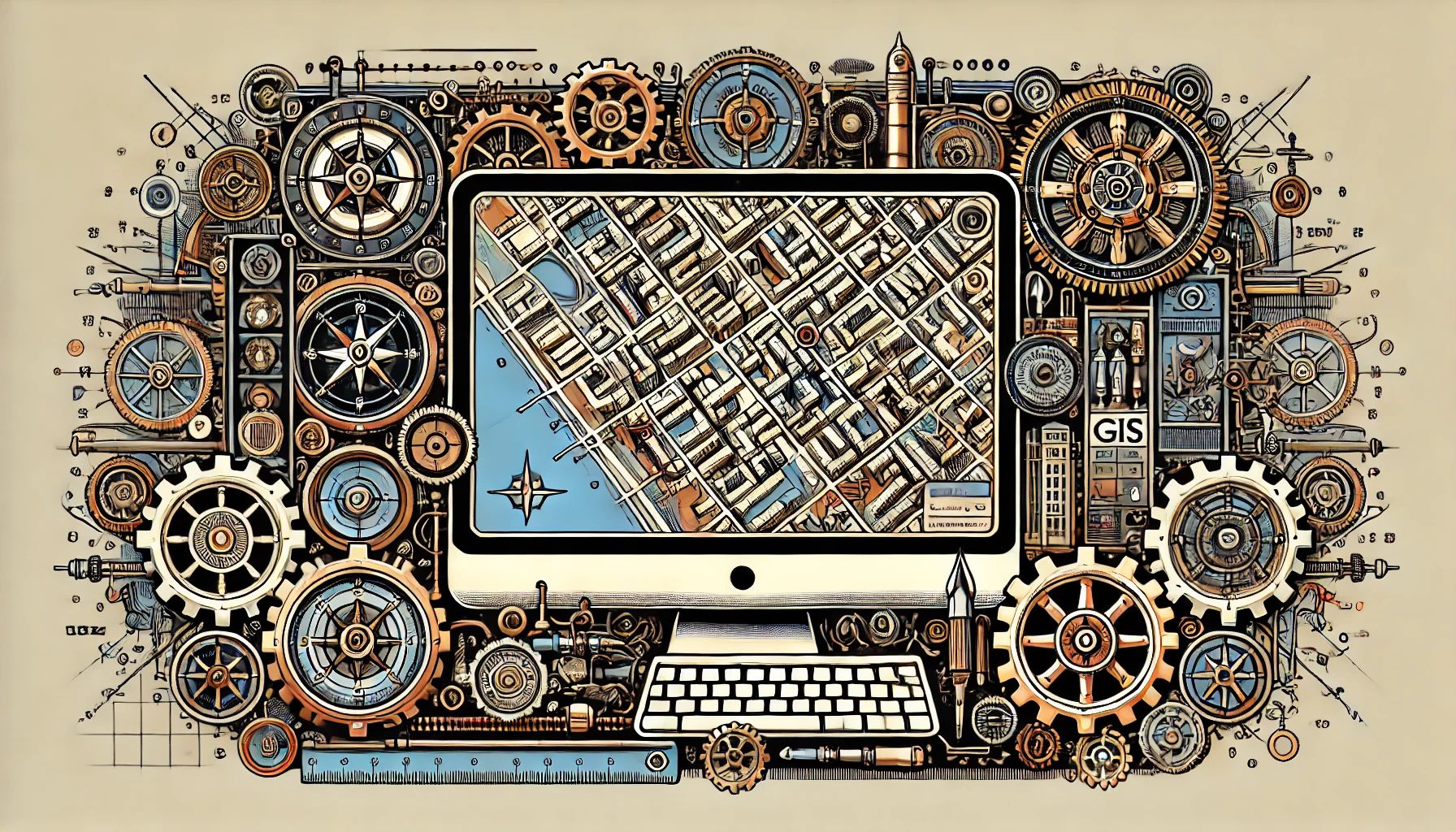 GIS afgebeeld als lijntekening op een computerscherm