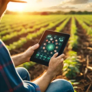 Boer gebruikt tablet om gewassen te monitoren met GPS-technologie
